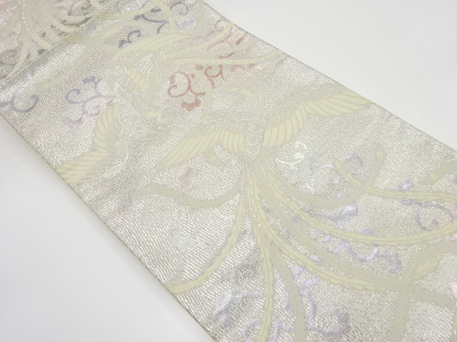 唐草に鳳凰模様織り出し　袋帯